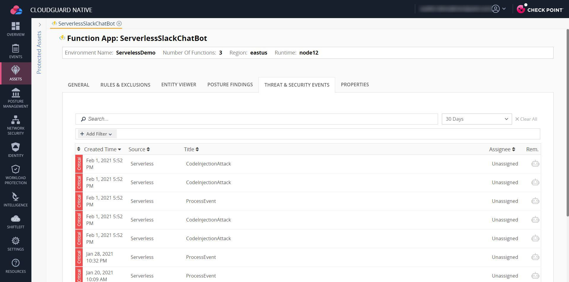 workload-protection-serverless-azure-findings-screencapture